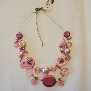 Treska‎ disc large translucent bead 2 strand funky adjustable illusion necklace